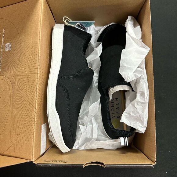New Vionic Malibu Black Canvas Slip On Sneakers 7.5 Wide - Picture 1 of 7